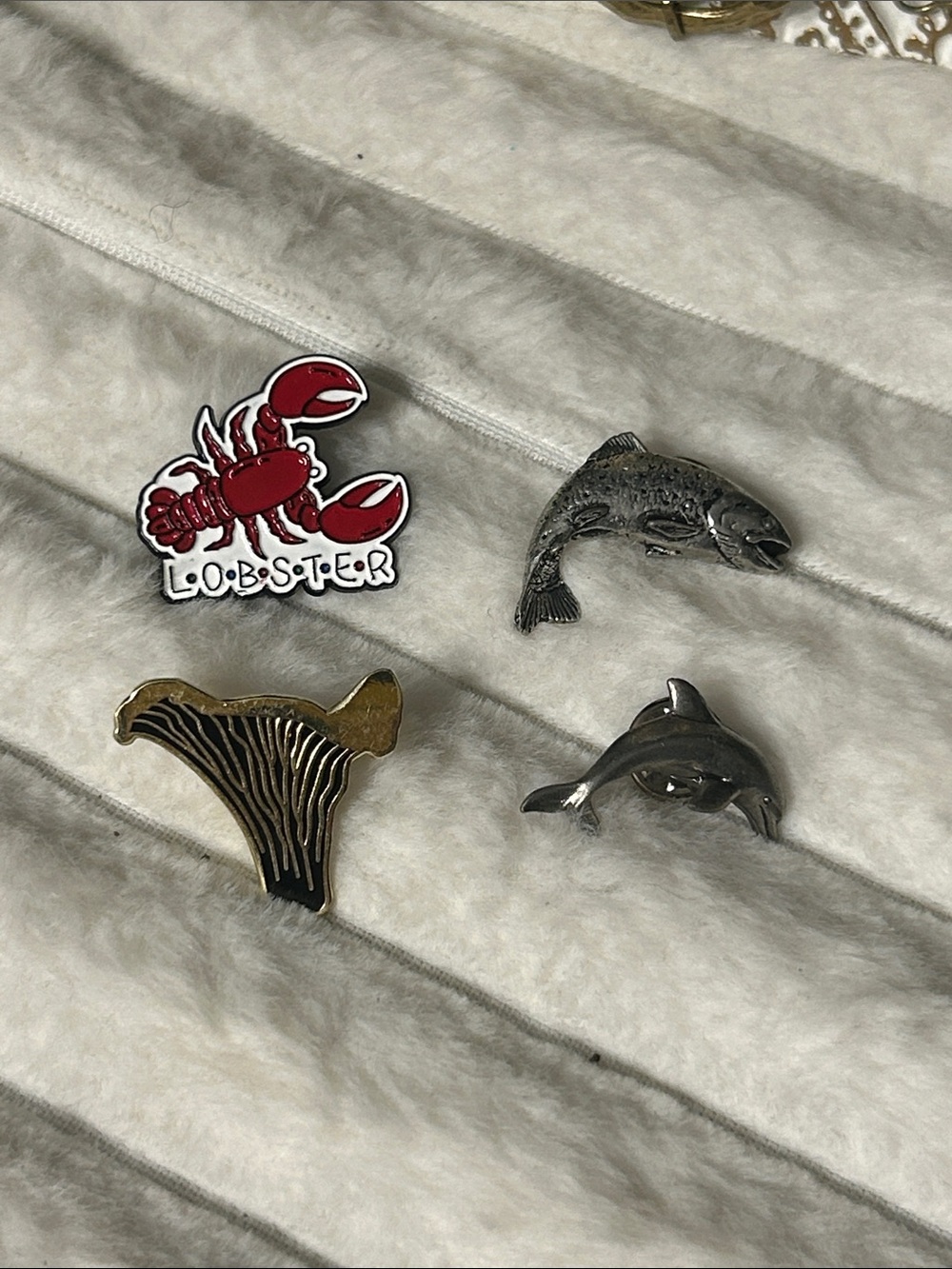 Sea Life & Lobster Enamel Pin Set - qty 4